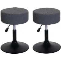 MCW Set van 2 krukken -C22, make-upkruk, in hoogte verstelbaar, draaibaar Ø 37 cm Stof Bouclé 450 g/m² MVG ~ donkergrijs