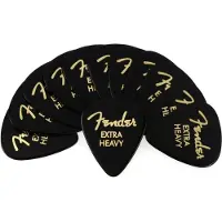 Fender Classic Celluloid Gitaarplectrums 351 Vorm Zwart Extra Zwaar 12-Pack