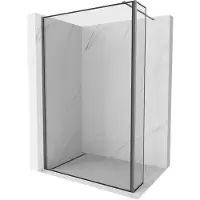 Mexen Kioto douchewand Walk-in 160 x 40 , zwarte omlijsting, geweer grijs geborsteld - 800-160-212-66-70-040