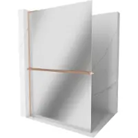 Mexen Kioto+ L douchescherm met plank Walk-in 80 x 200 , spiegel, geborsteld koper - 800-080-123-65-50