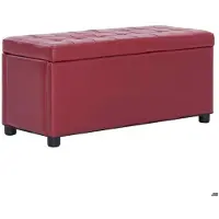 Helloshop26 Banket pouf kruk opslag meubelpouf 87 cm rood bordeaux synthetisch 3002087