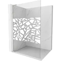 Mexen Kioto L douchewand Walk-in 90 x 200 , wit patroon, geborsteld nikkel - 800-090-103-97-85