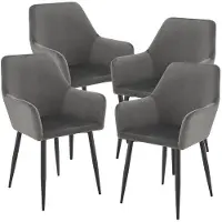 Helloshop26 Eetkamerstoelen - - Set van 4 - Scandinavisch design - Armleuningen - Donkergrijs