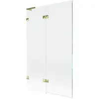Mexen Lunar L badwand 2-delig links 110 x 150 , transparant, goud - 897L-110-100-50-00-L