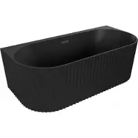 Mexen Sella vrijstaande wandbadkuip geribbeld 170 x 80 , zwarte mat, zwarte overloop - 52711708071-70
