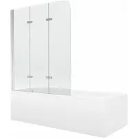 Mexen Vega rechthoekig bad 180 x 80 met ombouw en 3-delige scherm 120 , transparant, chroom - 550118080X9012030100
