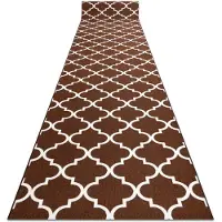 Rugsx Gegummeerde bestrating 133 cm Marokkaanse Klaver bruin TRELLIS 30351 133x330 cm