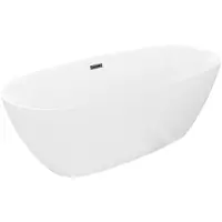 Mexen Luvo Slim vrijstaande badkuip 170 x 75 , wit, zwarte overloop - 52801707500-70