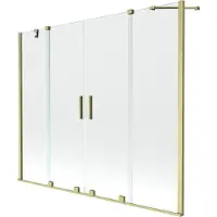 Mexen Velar Duo badwand met 2 schuifwanden 190 x 150 , transparant, geborsteld goud - 896-190-000-02-55