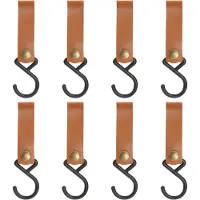 Typecat stuks leren S-haken, S-haken, S-vormige haken, kledinghaak om op te hangen, campinghanger (bruin)