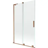 Mexen Velar L 2-delige schuifbare badwand 110 x 150 , transparant, geborsteld koper - 896-110-003-01-65