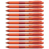 Pentel EnerGel-X intrekbare vloeibare gelpen (0,7 mm) metalen punt oranje inkt doos van 12 (BL107-F)