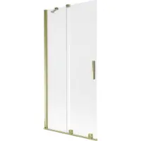 Mexen Velar badwand 2-delig schuifbaar 95 x 150 cm, ijsbloem, goud - 896-095-000-31-50