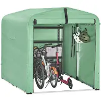 SoBuy KLS11-L-GR Tuinhuis, Waterdichte Buitenkast, Motorstalling met Haken, Fietsgarage en Gereedschapberging, Fietsenstalling, Opslagruimte, Groen, 159x219x165 cm