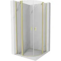 Mexen Mist halfronde douchecabine scharnierend 80 x 80 , transparant, geborsteld goud - 8A32-080-080-55-00