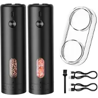 Melitt Elektrische Zout- en Pepermolenset - USB Oplaadbare Automatische Zout- en Pepermolen, Zout- en Peperstrooiersset