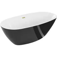 Mexen Eris vrijstaande badkuip 180 x 80 , wit/zwart, gouden geborstelde overloop - 53441808075-55