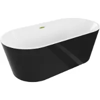 Mexen Luna vrijstaande badkuip 140 x 75 , wit/zwart, overloop goud geborsteld - 52031407575-55