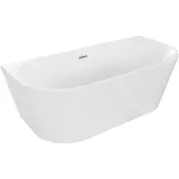 Mexen Oval vrijstaande inbouwbadkuip 140 x 75 , wit, chroom overloop - 52671407500-01