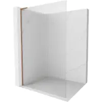 Mexen Kioto L Douchewand Walk-in 100 x 200 , strepen, geborsteld koper - 800-100-103-65-09