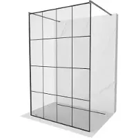 Mexen Kioto vrijstaande douchewand 130 x 200 , zwart raster 8 mm, gunmetal - 800-130-002-95-77