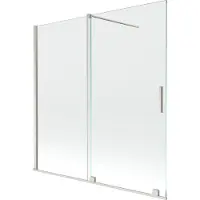 Mexen Velar badscherm voor bad 2-delig schuifbaar 160 x 150 , transparant, geborsteld nikkel - 896-160-000-01-97