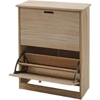 MCW Schoenenkantelaar -K45, schoenenkast schoenenrek, 81x60x25cm 2 kleppen, MDF gemaakt van paulownia ~ naturel bruin