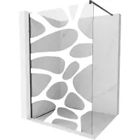 Mexen Kioto douchewand Walk-in 120 x 200 , witte golf 8 mm, zwart - 800-120-101-70-97
