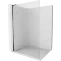 Mexen Kioto L douchewand Walk-in 70 x 200 , streepjes, geborsteld gun grijs - 800-070-103-66-09