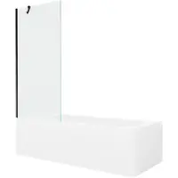 Mexen Vega rechthoekig bad 160 x 70 met bekleding en 1-delige paravent 80 , transparant, zwart - 550116070X9508000070