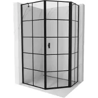 Mexen Mist asyetrische vijfhoekige douchecabine rechts scharnierend 90 x 100 , zwart raster, zwart - 8A8-090-100-70-77-P