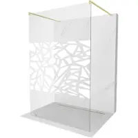Mexen Kioto vrijstaande douchewand 130 x 200 , wit patroon 8 mm, geborsteld goud - 800-130-002-55-85