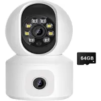 Zandona 8MP WiFi IP-Camera met Dubbele Lens, Babyfoon, Kleurenscherm, Nachtzicht, Automatische Tracking van Mensen, Video, Home