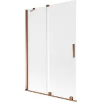 Mexen Velar tweedelige uitschuifbare badwand 120 x 150 cm, matglas, roze goud - 896-120-000-31-60