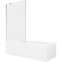 Mexen Vega rechthoekig bad 160 x 70 met ombouw en 1-vleugelig scherm 100 , transparant, chroom - 550116070X9510000001