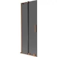 Mexen Velar L badwandpaneel 2-delig schuifbaar 75 x 150 , grafiet, geborsteld koper - 896-075-003-41-65