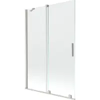 Mexen Velar badwand 2-delige schuifwand 120 x 150 , transparant, geborsteld nikkel - 896-120-000-01-97