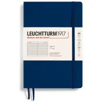 Leuchtturm - Notitieboek Softcover Medium A5-123 Genummerde pagina's voor schrijven en dagboekschrijven (Gelinieerd marineblauw)