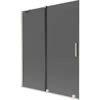 Mexen Velar badwand 2-delige schuif 140 x 150 , grafiet, geborsteld nikkel - 896-140-000-41-97
