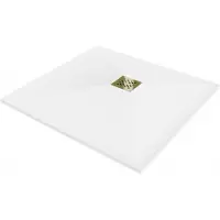 Mexen Stone+ vierkante composiet douchebak 80 x 80 , wit, gouden afdekplaat - 44108080-G