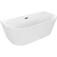 Mexen Oval vrijstaande wandbadkuip 180 x 80 , wit, zwarte overloop - 52671808000-70