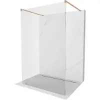 Mexen Kioto vrijstaande douchewand 120 x 200 , transparant 8 mm, geborsteld koper - 800-120-002-65-00