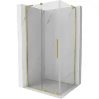Mexen Velar L schuifbare douchecabine 120 x 90 , transparant, goud geborsteld - 871-120-090-03-55