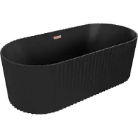 Mexen Paola vrijstaande geribbelde badkuip 150 x 75 , zwarte mat, geborsteld koper overloop - 52721507571-65