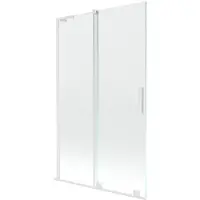Mexen Velar L badwand 2-delig schuifbaar 110 x 150 , transparant, wit - 896-110-003-01-20