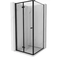 Mexen Mist-F vouwbare douchecabine links 80 x 80 , zwart frame, zwart - 8A6T-080-080-70-70-L