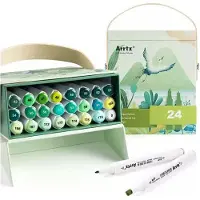 ARRTX Markers - - Dubbelzijdig - 24 kleuren - Groentinten