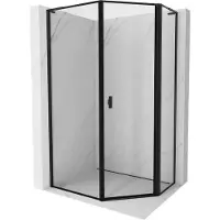 Mexen Mist L vijfhoekige asyetrische douchecabine scharnierend rechts 80 x 90 , zwart frame, zwart - 8A8L-080-090-70-70-P
