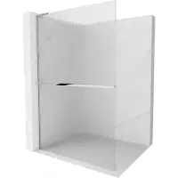 Mexen Kioto+ L douchewand met plank Walk-in 70 x 200 , strepen, chroom - 800-070-123-01-09