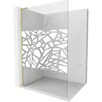 Mexen Kioto L douchewand Walk-in 120 x 200 , wit patroon, geborsteld goud - 800-120-103-55-85